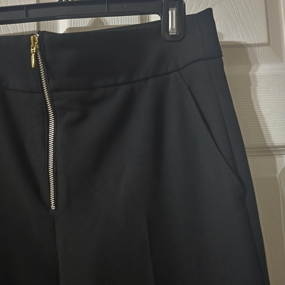 FRAME Wide Leg Zip Front Twill Trousers, Structured Black Dress Pants, Sz 10 - Picture 6 of 14